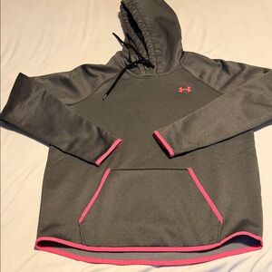 Under Armour Cold gear Charcoal Hoodie with Neon Pink Trim